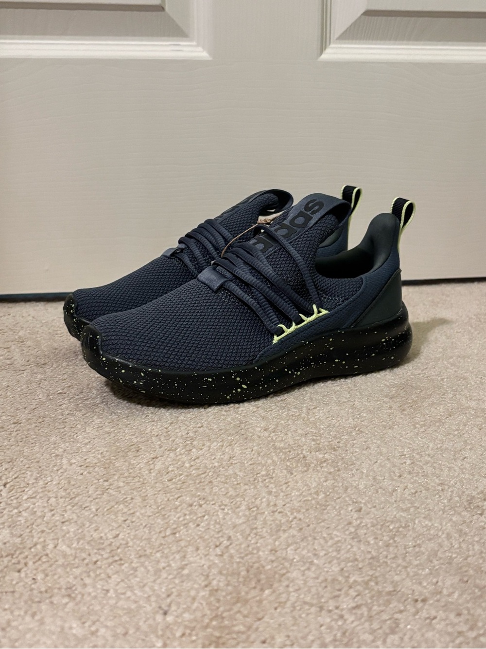 adidas Kids Sneakers with Black Speckled Sole and Neon Accents